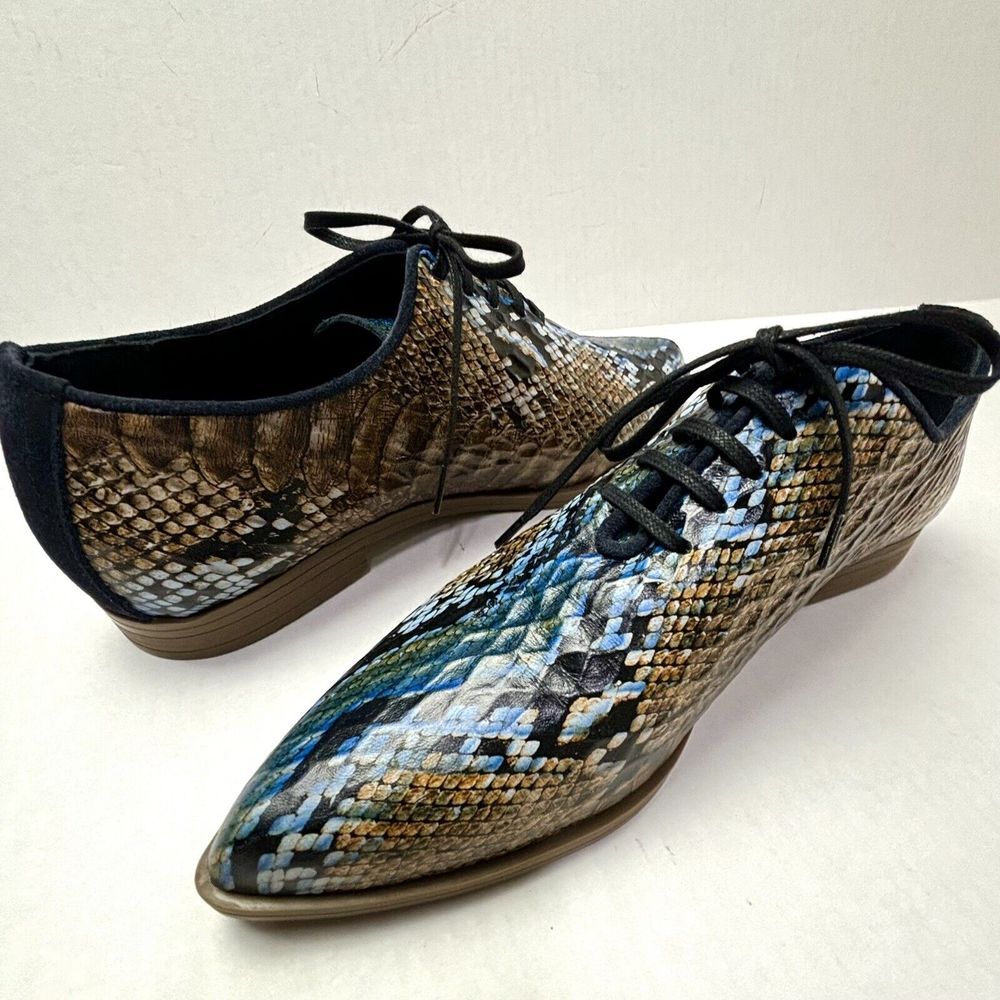 Girotti Italian Custom Pointed Toe Leather Stamped Snake Mens 39 US 8.5 $339 NEW